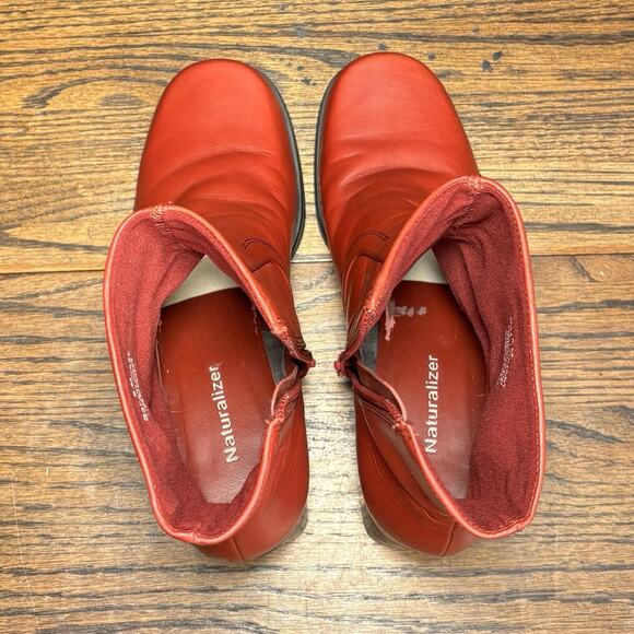 90s Y2K Vintage Naturalizer chunky Red Leather Square Toe Ankle Boots Women’s 6 - Picture 6 of 8